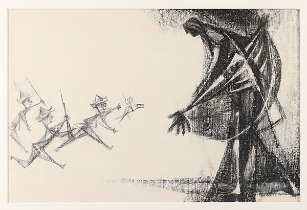 The Parade, Si Lewen (American, Lublin, Poland 1918–2016), Manufactured charcoal, pencil, crayon, ink, scratching, and hand applied gesso on paperboard