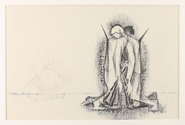 The Parade, Si Lewen (American, Lublin, Poland 1918–2016), Manufactured charcoal, pencil, crayon, ink, scratching, and hand applied gesso on paperboard