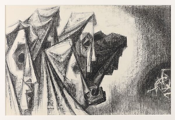 The Parade, Si Lewen (American, Lublin, Poland 1918–2016), Manufactured charcoal, pencil, crayon, ink, scratching, and hand applied gesso on paperboard