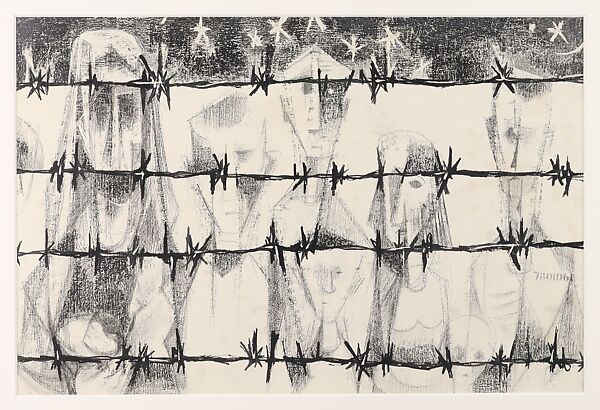 The Parade, Si Lewen (American, Lublin, Poland 1918–2016), Manufactured charcoal, pencil, crayon, ink, scratching, and hand applied gesso on paperboard