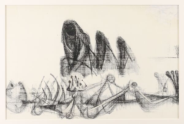 The Parade, Si Lewen (American, Lublin, Poland 1918–2016), Manufactured charcoal, pencil, crayon, ink, scratching, and hand applied gesso on paperboard