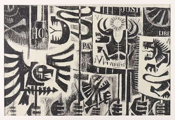 The Parade, Si Lewen (American, Lublin, Poland 1918–2016), Manufactured charcoal, pencil, crayon, ink, scratching, and hand applied gesso on paperboard