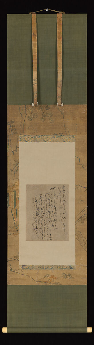 One Round from a Poetry Contest, Fujiwara no Teika (Sadaie) (Japanese, 1162–1241), Hanging scroll; ink on paper, Japan