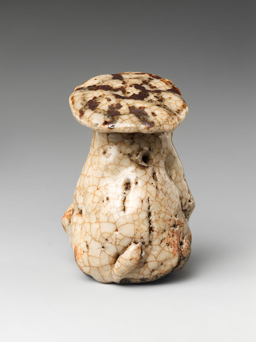 Water-Dropper (Suiteki) in Raccoon Dog Shape, Stoneware with iron under feldspar glaze (Mino ware, E-Shino type), Japan