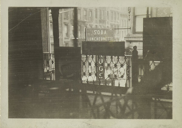 [New York Album: 9th Avenue Elevated Train Platform at 59th Street Station,  St. Paul the Apostle Church], Berenice Abbott (American, Springfield, Ohio 1898–1991 Monson, Maine), Gelatin silver print 