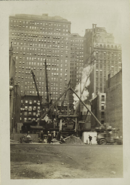 [New York Album: Construction Site Among Buildings], Berenice Abbott (American, Springfield, Ohio 1898–1991 Monson, Maine), Gelatin silver print 