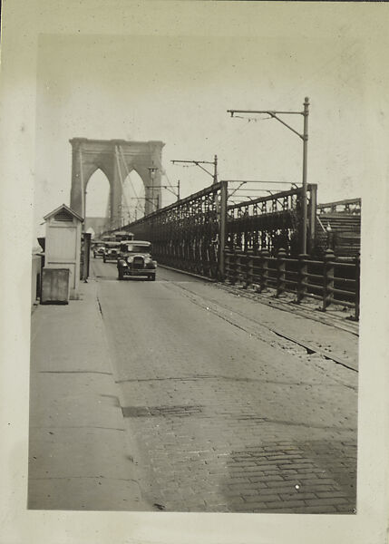 [New York Album: View Up the Brooklyn Bridge Exit Ramp Entering Manhattan], Berenice Abbott (American, Springfield, Ohio 1898–1991 Monson, Maine), Gelatin silver print 