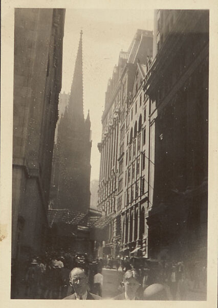 [New York Album: Trinity Church, 79 Broadway, from Wall Street], Berenice Abbott (American, Springfield, Ohio 1898–1991 Monson, Maine), Gelatin silver print 