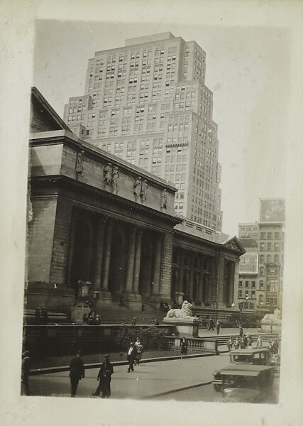 [New York Album: Public Library, 42 Street and Fifth Avenue], Berenice Abbott (American, Springfield, Ohio 1898–1991 Monson, Maine), Gelatin silver print 