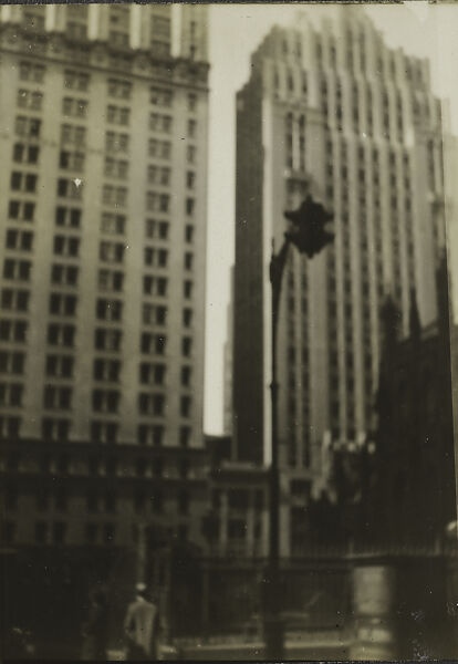 [New York Album: Two Buildings and a Traffic Light], Berenice Abbott (American, Springfield, Ohio 1898–1991 Monson, Maine), Gelatin silver print 