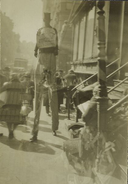 [New York Album: Walking Advertisement for Vogel's Vegetarian Restaurant, 263 Grand Street,], Berenice Abbott (American, Springfield, Ohio 1898–1991 Monson, Maine), Gelatin silver print 