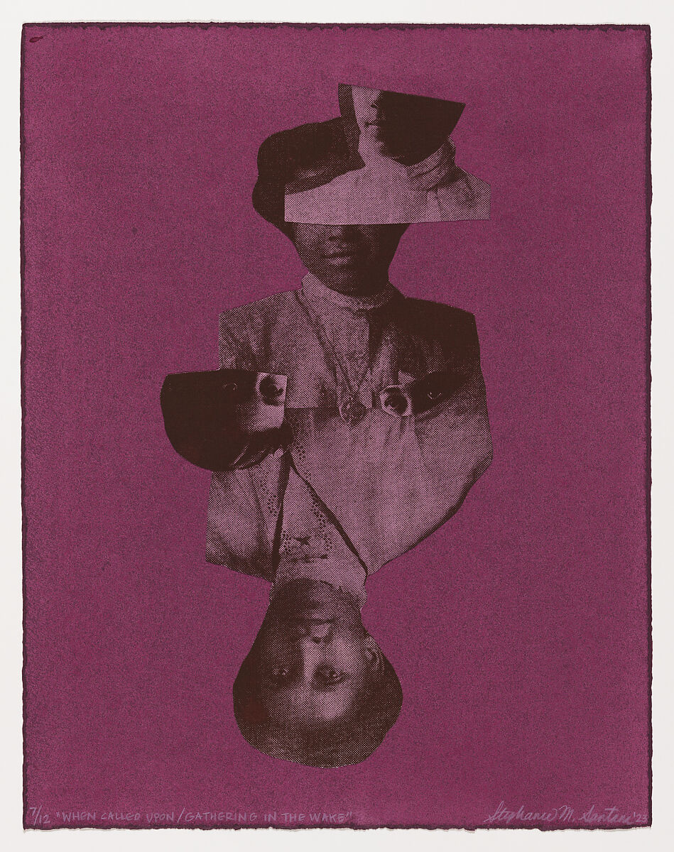 "When Called Upon / Gathering in the Wake," from "Lore: What We Were Told / What We Saw / What We Tell Ourselves", Stephanie Santana (American, born 1984), Screenprint, quilting cotton with hand-painted elements