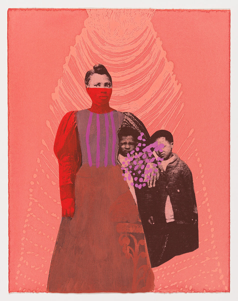 "When Called Upon / Gathering in the Wake," from "Lore: What We Were Told / What We Saw / What We Tell Ourselves", Stephanie Santana (American, born 1984), Screenprint, quilting cotton with hand-painted elements