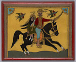 Two Reverse Glass Paintings: Abdallah and al-Yamina on a Horse; Two Horsemen, Painted on glass