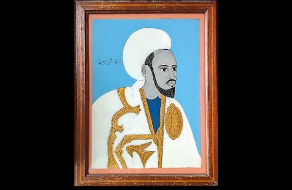 Portrait of a Marabout on a Blue Background