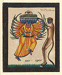 Rabon Hanuman (Raja Hanuman), Gouache and ink on paper, India, West Bengal