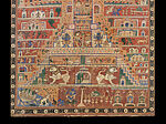 Painting of Jagannatha and temple at Puri, Odisha, Gouache on cotton, laid down on Masonite, Eastern India, Puri, Odisha