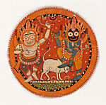 Circular Jagannatha painting, Gouache on cotton, Eastern India, Puri, Odisha