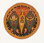 Circular Jagannatha painting, Gouache on cotton, Eastern India, Puri, Odisha