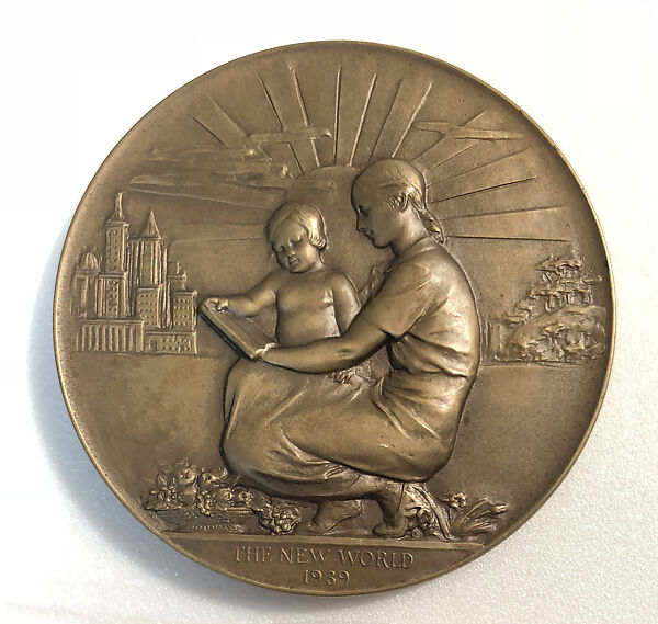 The Old World and the New World, Edward Francis McCartan (American, Albany, New York 1879–1947 New Rochelle, New York), Bronze, light brown patina