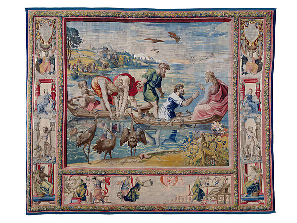 The Miraculous Draft of the Fishes (from the Second Edition of the Acts of the Apostles Tapestry Series), Jan van Tieghem  Flemish, Warp: wool, 7-8 per cm; weft: wool and silk, lined on the reverse, 34-38 per cm