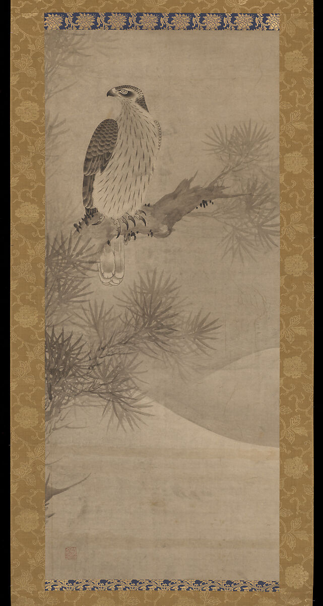 Hawks, Mitani Tōshuku (Unkoku Tōshuku) (Japanese, 1577–1654), Triptych of hanging scrolls: ink on paper, Japan
