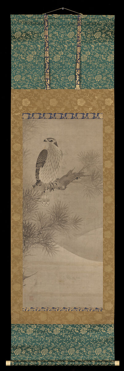 Hawks, Mitani Tōshuku (Unkoku Tōshuku) (Japanese, 1577–1654), Triptych of hanging scrolls: ink on paper, Japan