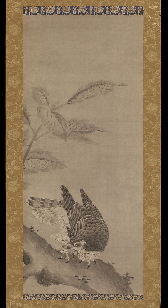 Hawks, Mitani Tōshuku (Unkoku Tōshuku) (Japanese, 1577–1654), Triptych of hanging scrolls: ink on paper, Japan