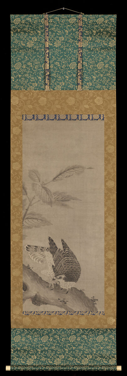 Hawks, Mitani Tōshuku (Unkoku Tōshuku) (Japanese, 1577–1654), Triptych of hanging scrolls: ink on paper, Japan