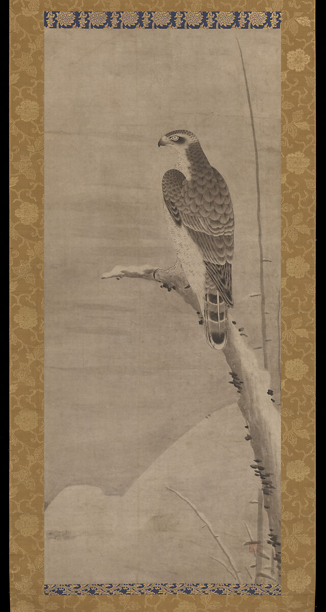 Hawks, Mitani Tōshuku (Unkoku Tōshuku) (Japanese, 1577–1654), Triptych of hanging scrolls: ink on paper, Japan