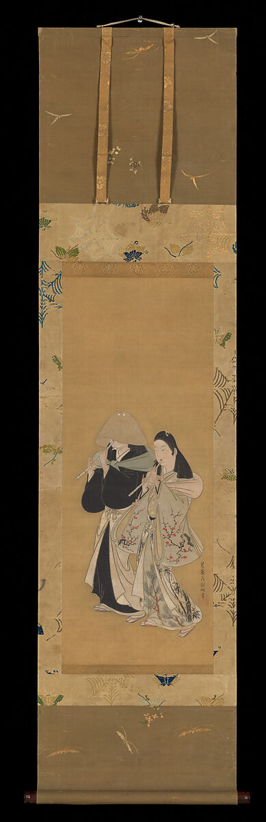 Nagoya Sanzaburō and Courtesan Katsuragi, Hanabusa Itchō (Japanese, 1652–1724), Hanging scroll; ink and color on silk, Japan