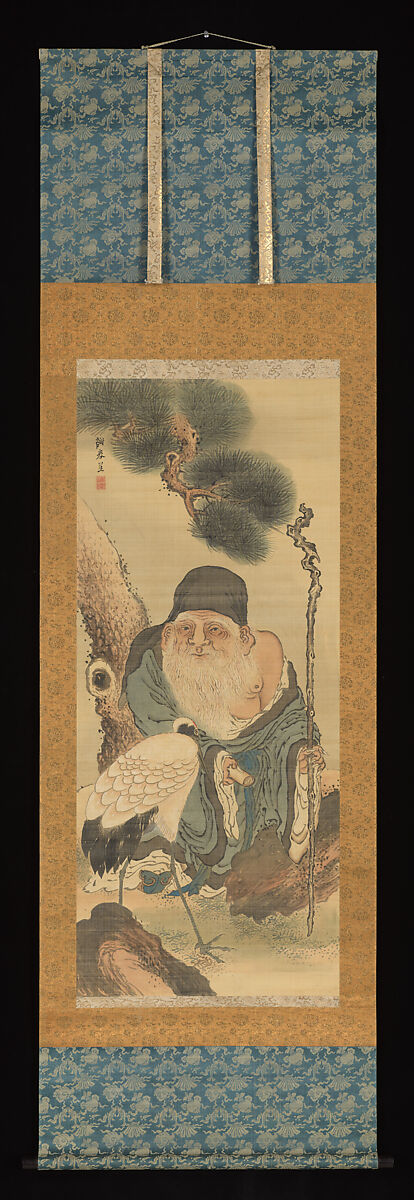 Jurōjin, Yosa Buson (Japanese, 1716–1783), Hanging scroll; ink and color on silk, Japan