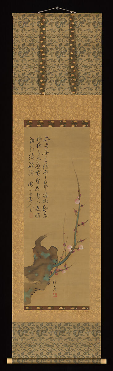 Red Plum, Painting by Sakai Hōitsu (Japanese, 1761–1828), Hanging scroll; ink and color on silk, Japan