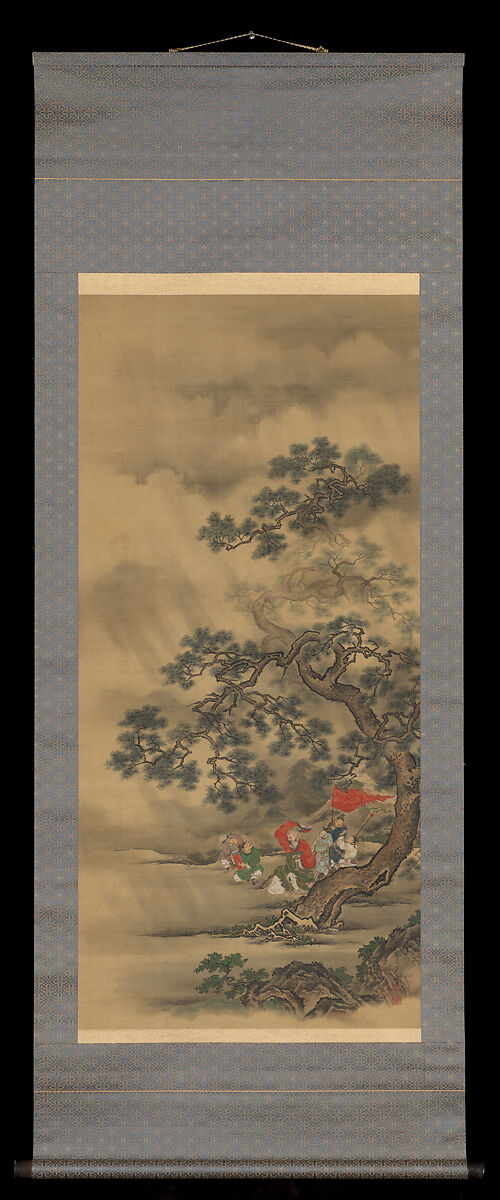 Zhuge Liang Summons an Eastern Wind, Kanō Isen’in Naganobu (Japanese, 1775–1828), Hanging scroll; ink and color on silk, Japan
