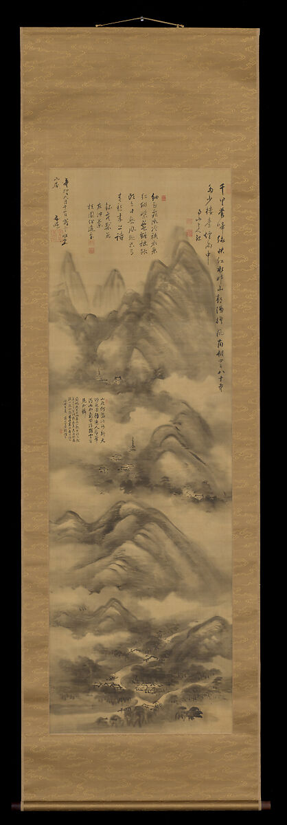 Mountains in Rain, Painting by Tani Bunchō (Japanese, 1763–1840), Hanging scroll; ink on paper, Japan