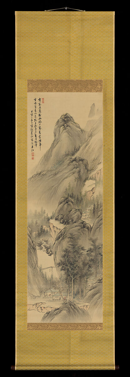 Landscape, Okada Hankō (Japanese, 1782–1846), Hanging scroll; ink and color on paper, Japan