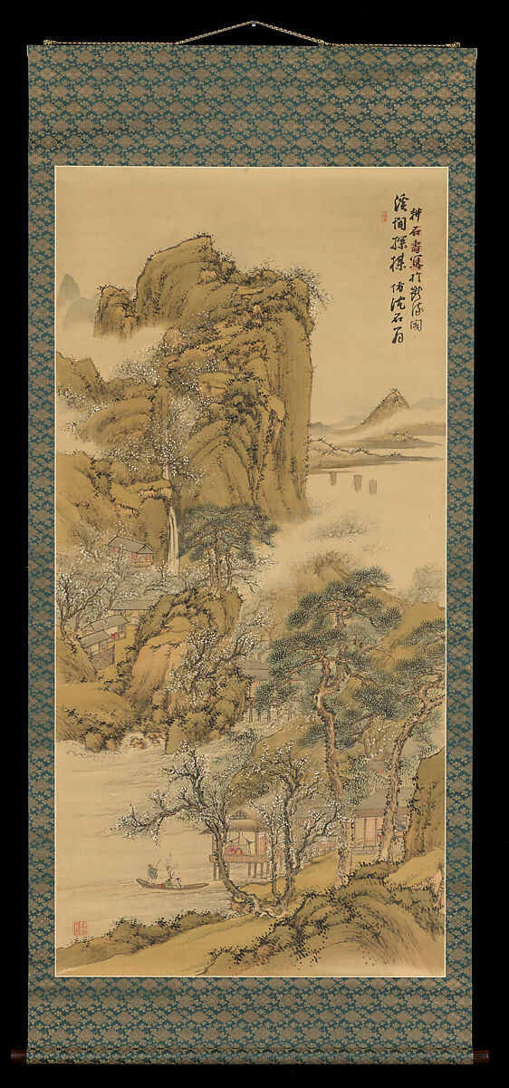 “Looking for Plum Blossoms in the Valley,” in the style of Shen Zhou, Nakanishi Koseki (Japanese, 1807–1884), Hanging scroll; ink and color on silk, Japan