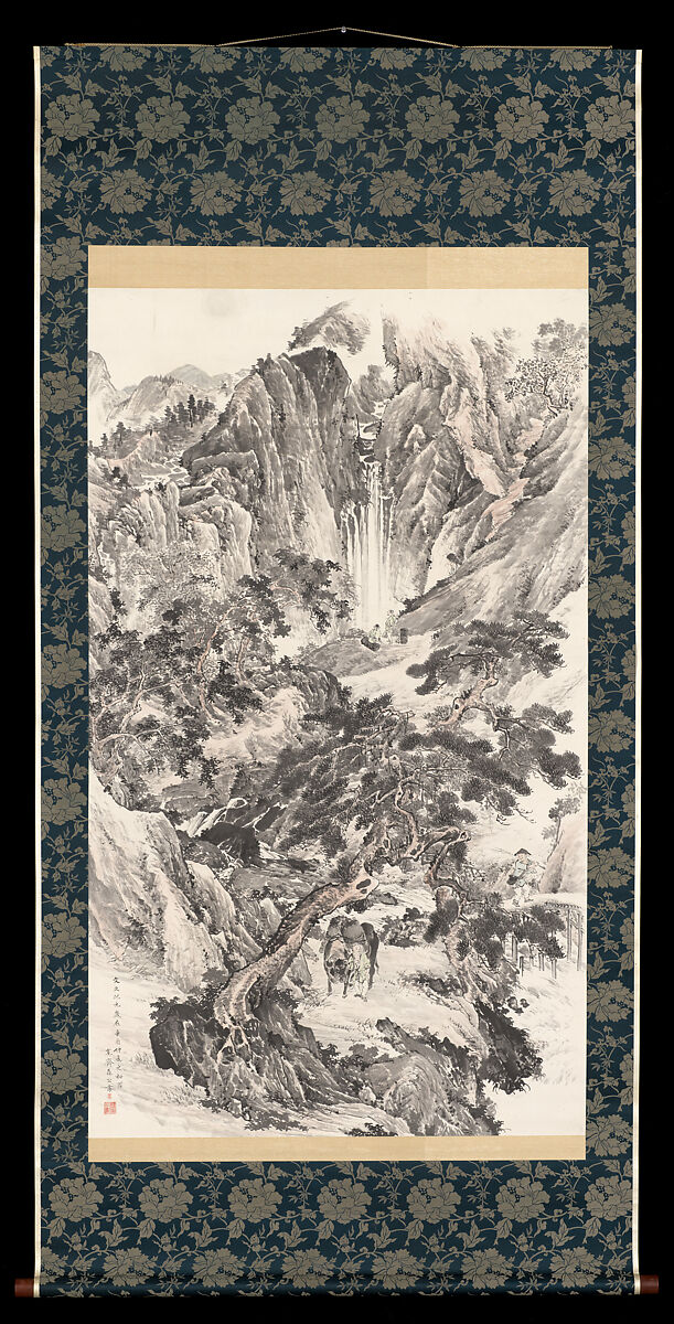 Dialogue between a Fisherman and a Woodcutter, Mori Kansai (Japanese, 1814–1894), Hanging scroll; ink and color on paper, Japan