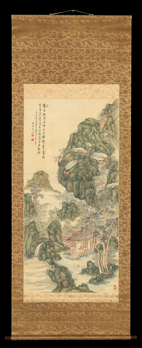 Charcoal Kiln in Snow, Yamamoto Chikuun (Japanese, 1819–1888), Hanging scroll; ink and color on satin, Japan