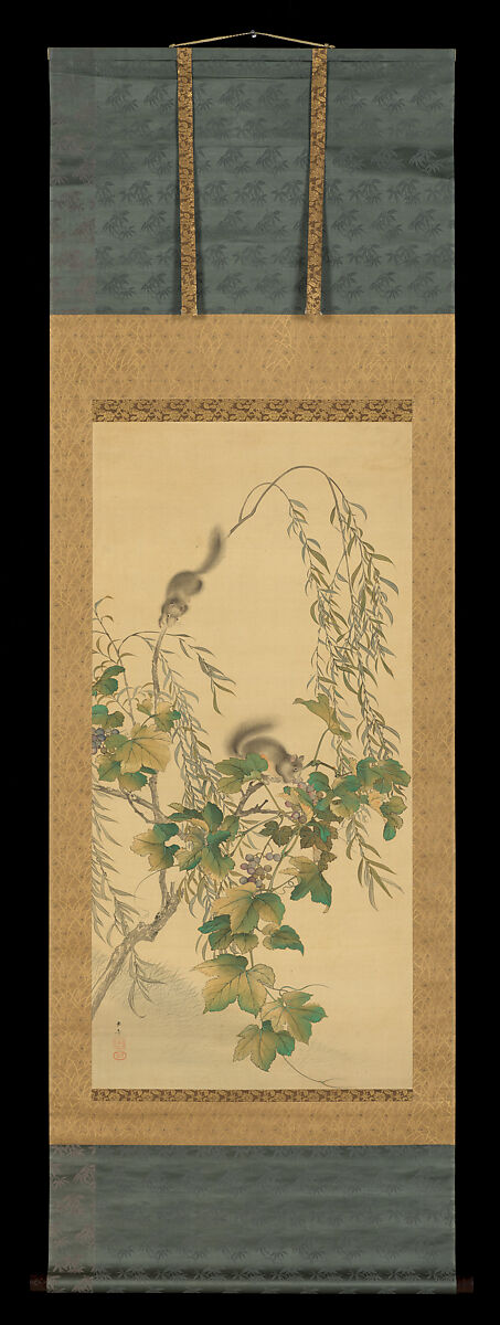 Plum Blossoms under the Moon at Dawn, Kawabata Gyokushō (Japanese, 1842–1913), Hanging scroll; ink and color on silk, Japan