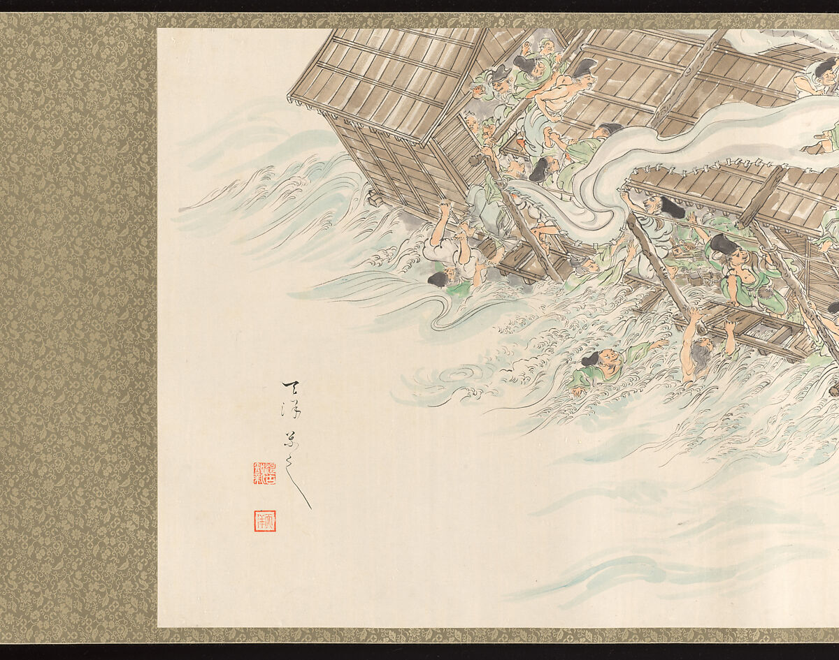 Emperor Jimmu ([Emperor Jimmu] Dwelt at the Kashihara Palace near Unebi and Ruled the Empire, Ōta Ten’yō (Japanese, 1884–1946), Handscroll: ink and color on paper, Japan