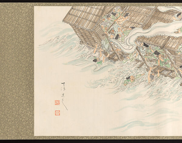 Emperor Jimmu ([Emperor Jimmu] Dwelt at the Kashihara Palace near Unebi and Ruled the Empire, Ōta Ten’yō (Japanese, 1884–1946), Handscroll: ink and color on paper, Japan