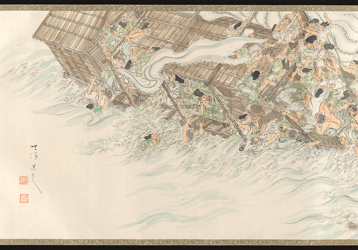 Emperor Jimmu ([Emperor Jimmu] Dwelt at the Kashihara Palace near Unebi and Ruled the Empire, Ōta Ten’yō (Japanese, 1884–1946), Handscroll: ink and color on paper, Japan