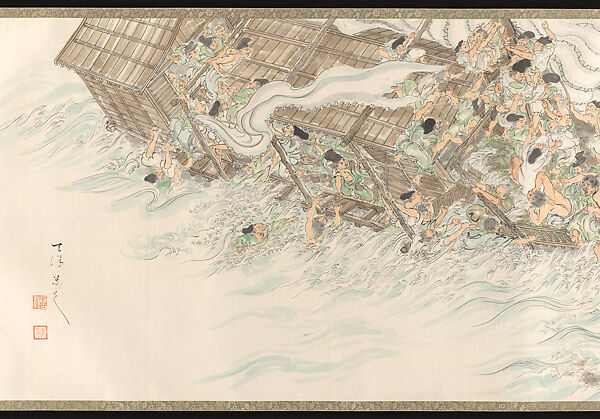 Emperor Jimmu ([Emperor Jimmu] Dwelt at the Kashihara Palace near Unebi and Ruled the Empire, Ōta Ten’yō (Japanese, 1884–1946), Handscroll: ink and color on paper, Japan