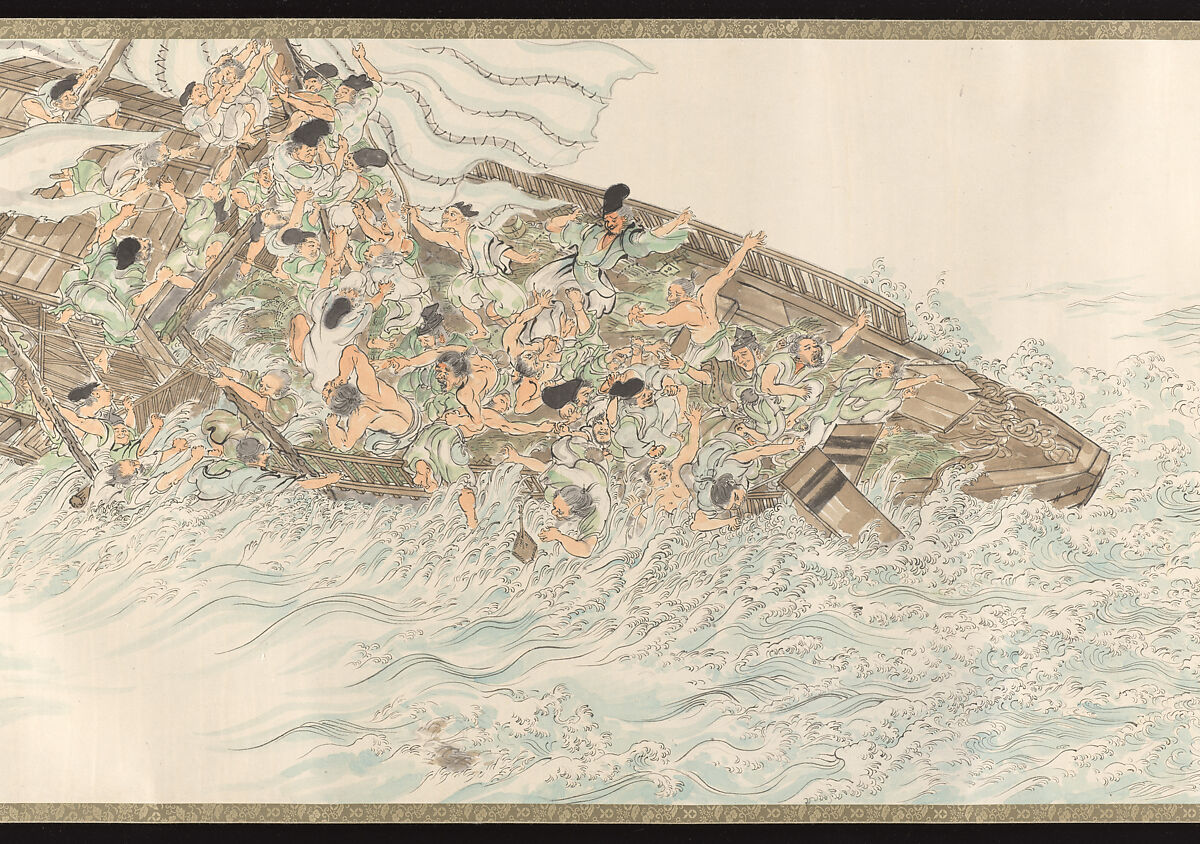 Emperor Jimmu ([Emperor Jimmu] Dwelt at the Kashihara Palace near Unebi and Ruled the Empire, Ōta Ten’yō (Japanese, 1884–1946), Handscroll: ink and color on paper, Japan