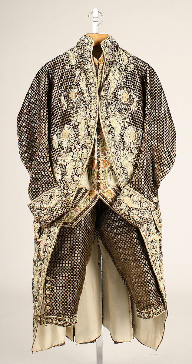 Suit, silk, probably British 