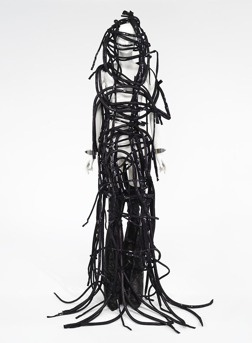 Ensemble, Rick Owens (American, born 1961), (a) nylon, cotton, (b, c) leather, (d, e) brass, hematite, American 