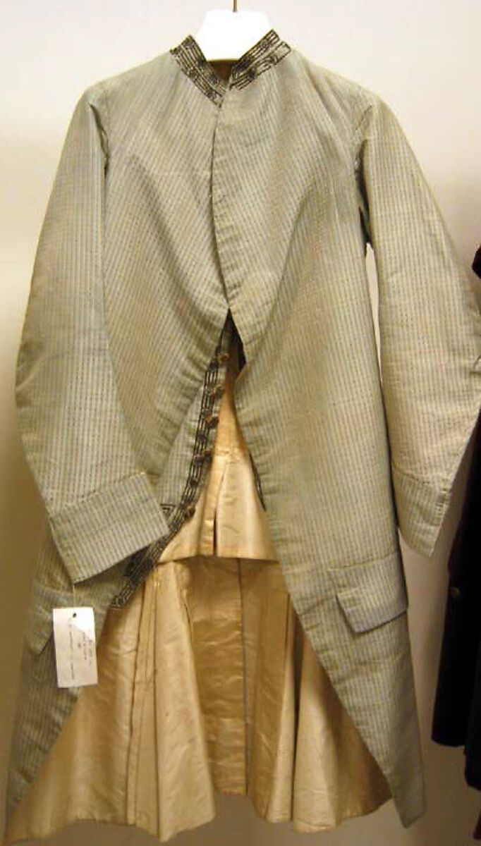 Suit, silk, metallic thread, American