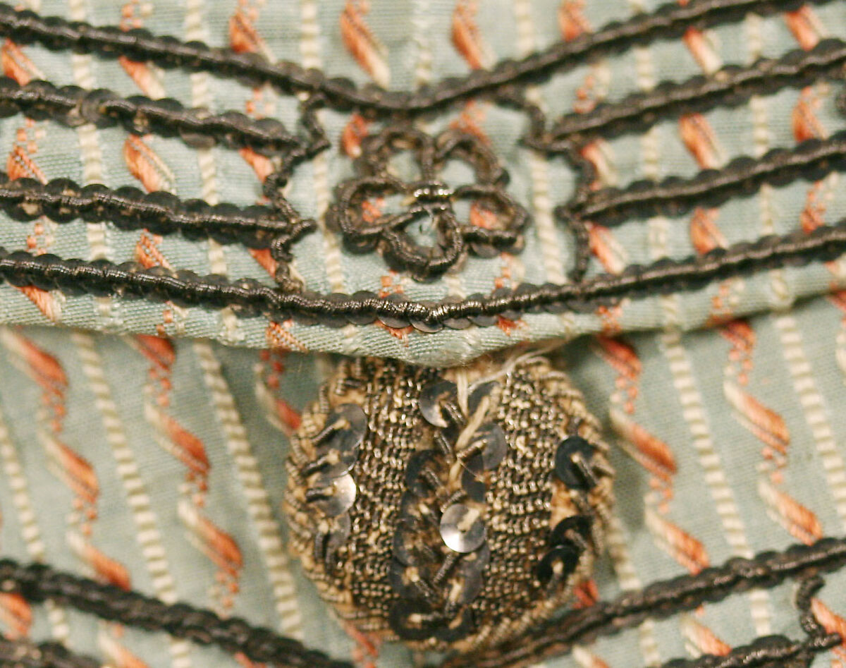 Suit, silk, metallic thread, American