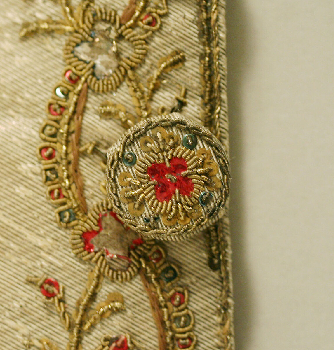 Suit, silk, metallic, French